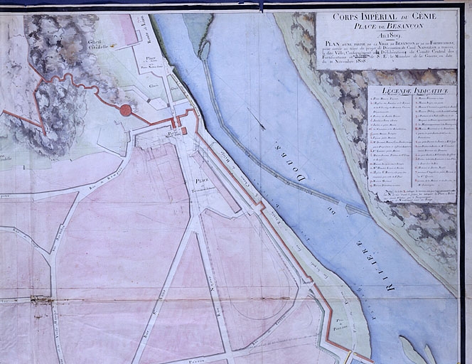 ensemble du génie civil : ouvrages liés au flottage des bois et à la navigation dans la traversée de Besançon (canal du Rhône au Rhin)
