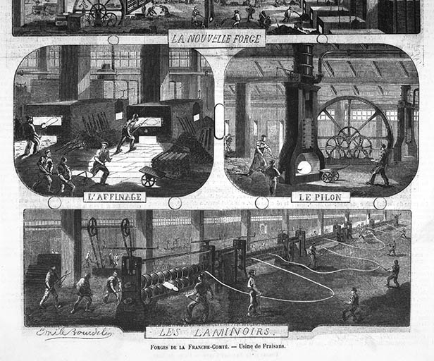 usine métallurgique, usine de construction mécanique, usine de petite métallurgie dites forges de Fraisans