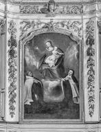 tableau d'autel et son cadre : la Donation du scapulaire à saint Simon Stock et à sainte Thérèse d'Avila
