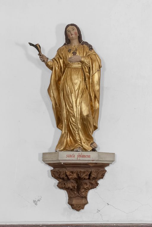 ensemble de deux statues (petite nature) : sainte Philomène et saint Stanislas