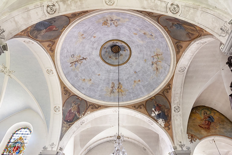 peinture monumentale : saint Vernier, l'Ascension, les Evangélistes, saint Eloi et l'Assomption