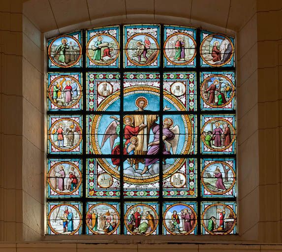 ensemble de 10 verrières : scènes et saints
