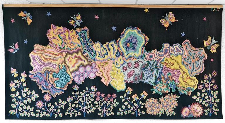pièce murale (tapisserie) : Fleurs de pierre