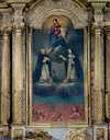 tableau d'autel et son cadre : la Donation du rosaire à saint Dominique et sainte Catherine de Sienne