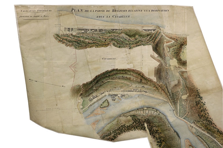 ensemble du génie civil : ouvrages liés au flottage des bois et à la navigation dans la traversée de Besançon (canal du Rhône au Rhin)