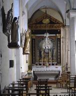 3 autels, tabernacle, 2 retables (ensemble du maître-autel et des autels secondaires du Sacré-Coeur et de la Vierge)