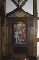 retable des fonts baptismaux et son tableau : Baptême du Christ