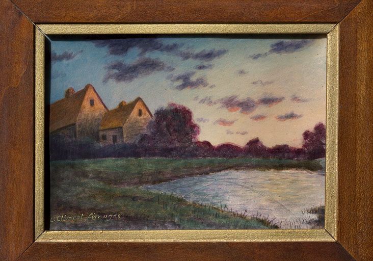tableau émaillé : Paysage avec ferme
