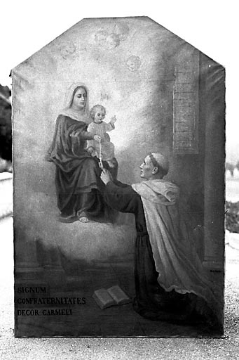 tableau d'autel : la Donation du scapulaire à saint Simon Stock