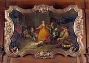 tableau : Dame de bienfaisance visitant des malades à l'hôpital