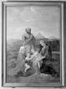 tableau : la Sainte Famille dit aussi la Sainte Famille avec saint Jean, sainte Elisabeth et saint Joseph priant