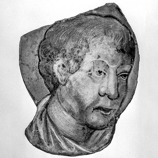 verrière : tête de saint (fragment n° 899.1.728)