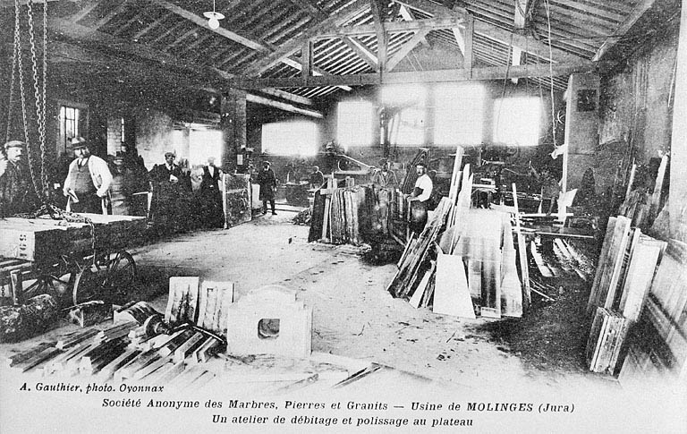 usine de taille de matériaux de construction de la Cie de la Marbrerie de Molinges