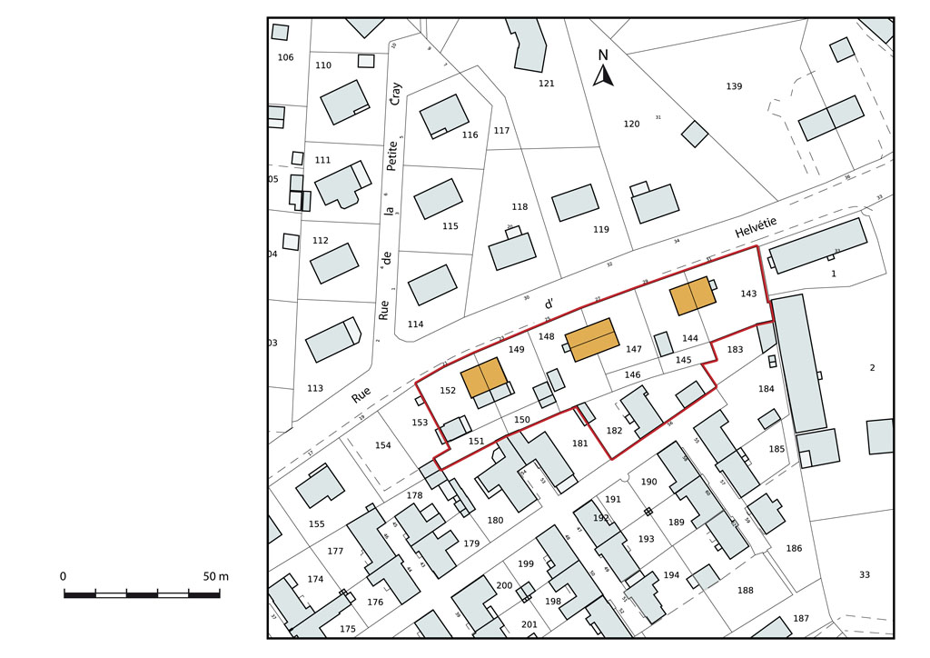 ensemble de trois maisons de cadre Peugeot et Cie
