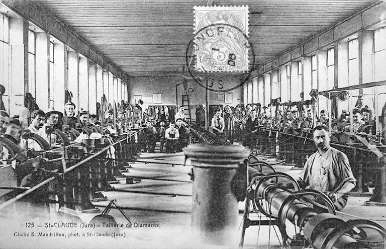 moulin à farine, usine de taille de pierre pour la joaillerie et l'industrie, scierie Duparchy