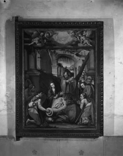 tableau : l'Adoration des bergers, saint Guillaume et sainte Catherine d'Alexandrie