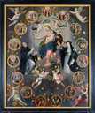 tableau : la Donation du rosaire à saint Dominique et sainte Catherine de Sienne