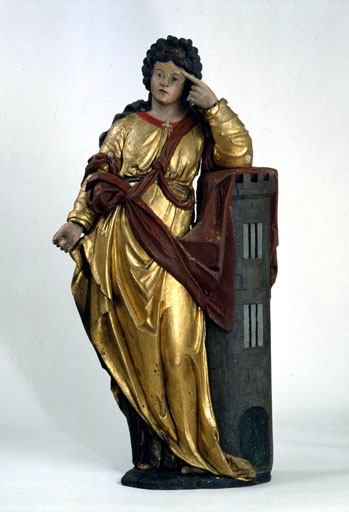 2 statues : sainte Agathe et sainte Barbe