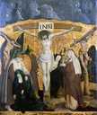 2 tableaux : la Crucifixion et saint Benoît