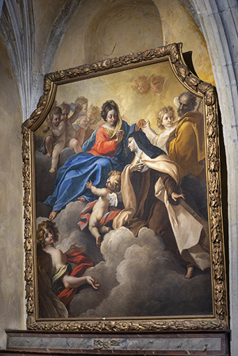 tableau : la Vierge remettant un collier à sainte Thérèse d'Avila