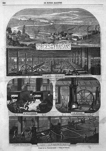 usine métallurgique, usine de construction mécanique, usine de petite métallurgie dites forges de Fraisans