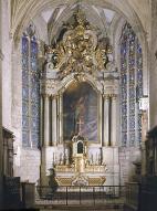 autel, 2 gradins d'autel, tabernacle, retable (ensemble du maître-autel)