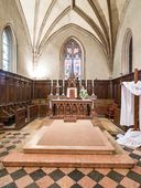 ensemble de 3 verrières historiées du chœur et des chapelles
