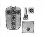 chasuble, étole, manipule, voile de calice, bourse de corporal (2e ornement blanc)