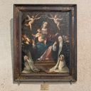 tableau : la remise du rosaire à saint Dominique et à sainte Catherine de Sienne