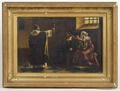 tableau : exorcisme ou scène d'abjuration (?)