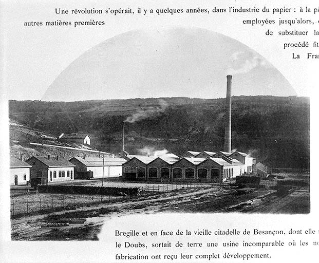 usine à papier de la société des Papeteries Bisontines, usine de fibres artificielles et synthétiques dite usine des Soieries puis de la Rhodiacéta